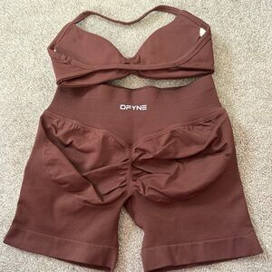 Brown Sports Bra and Shorts Set
